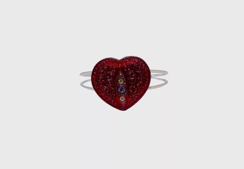 bracelet cœur rouge avec strass