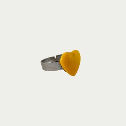 bague cœur jaune