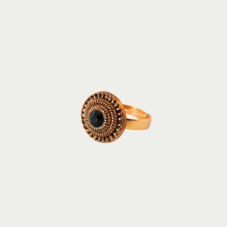 bague dorée strass vert julia