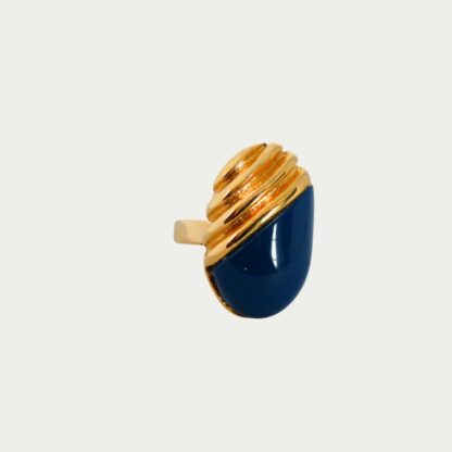 Bague résine bleue et métal doré