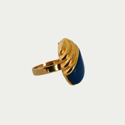 Bague résine bleue et métal doré