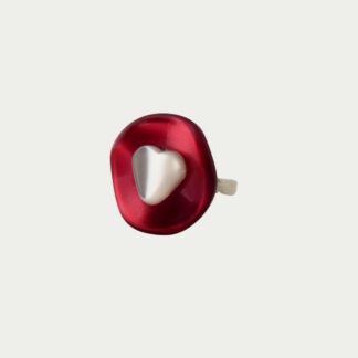 bague saint valentin rouge et cœur blanc