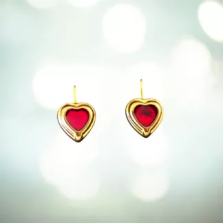 boucles d'oreilles coeurs rouges
