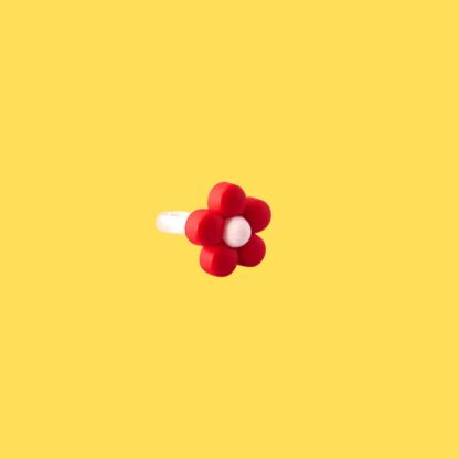 bague enfant fleur rouge et blanche