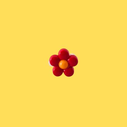 bague enfant fleur rouge et jaune