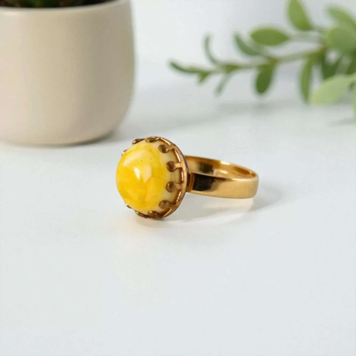 bague jaune citron
