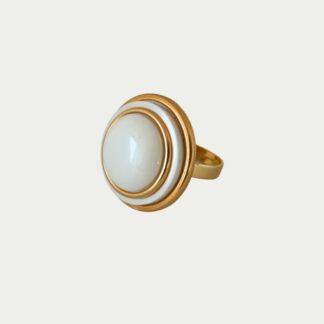 bague bouton croisette blanche
