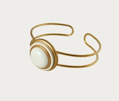 bracelet blanc et doré croisette