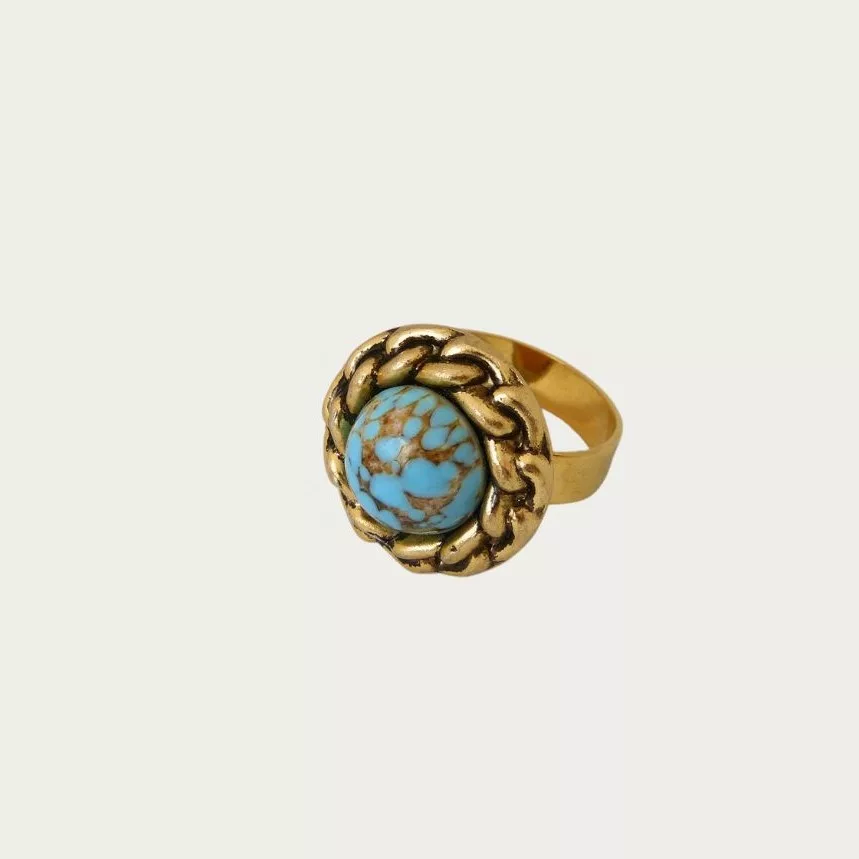 bague bleue marbrée