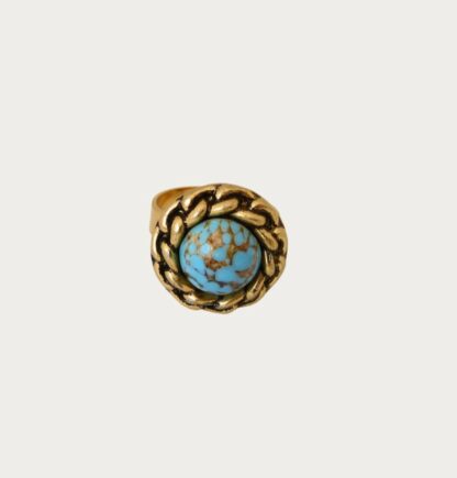 bague bleue marbrée