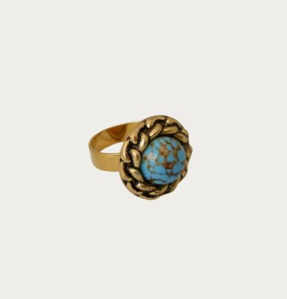 bague bleue marbrée