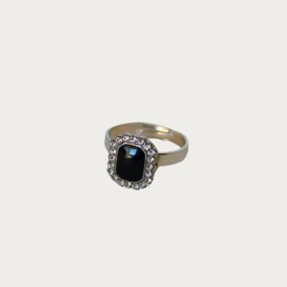 bague diana noire avec strass