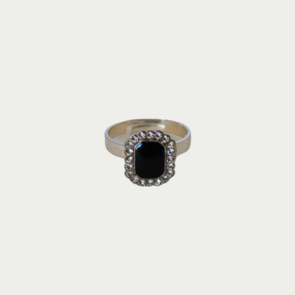 bague diana noire avec strass