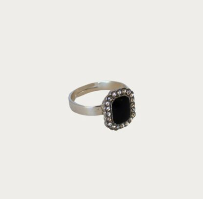 bague diana noire avec strass