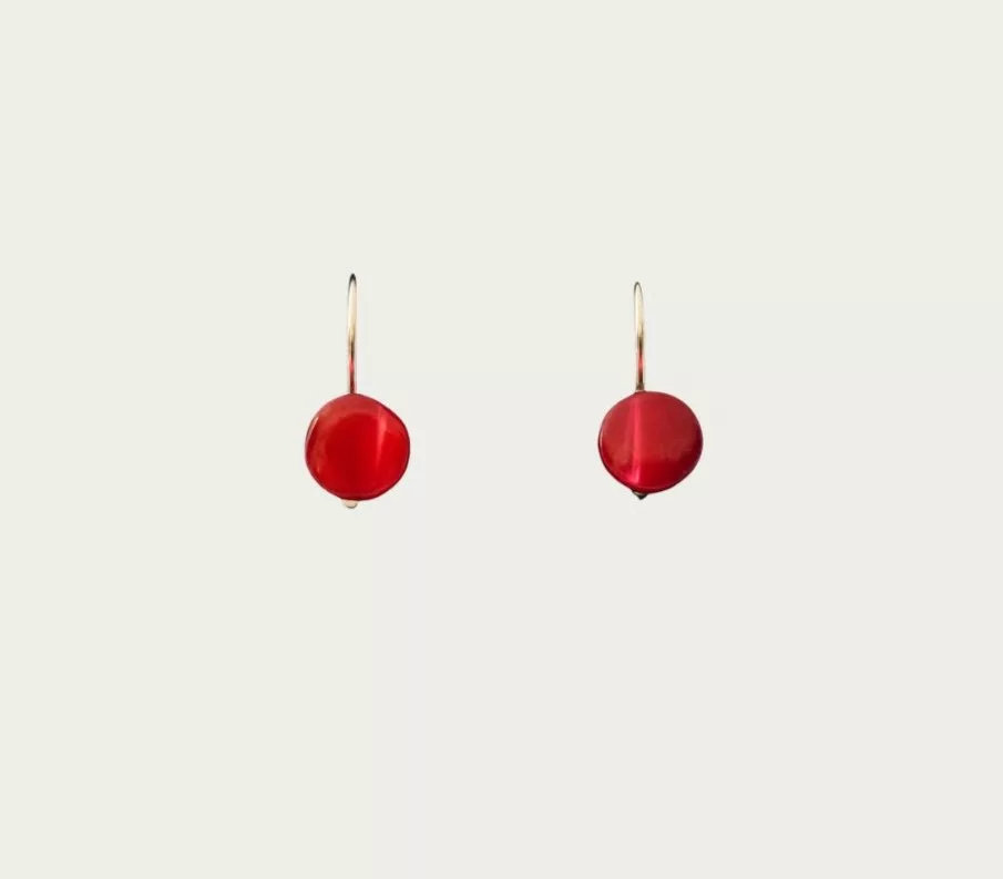 boucles d'oreilles rouge grenade