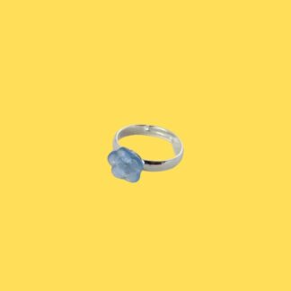 bague enfant fleur bleu clair