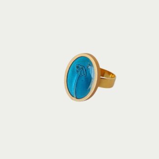 bague bleue ovale
