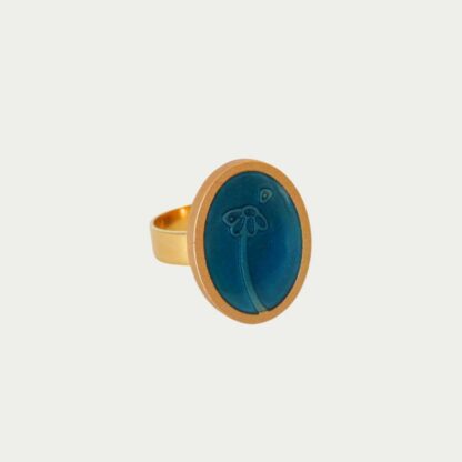 bague bleue ovale