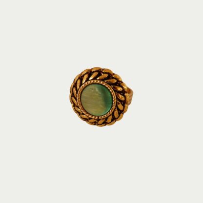 Bague verte et dorée