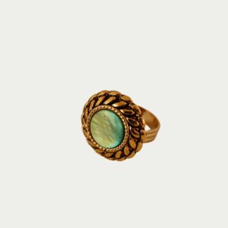 Bague verte et dorée