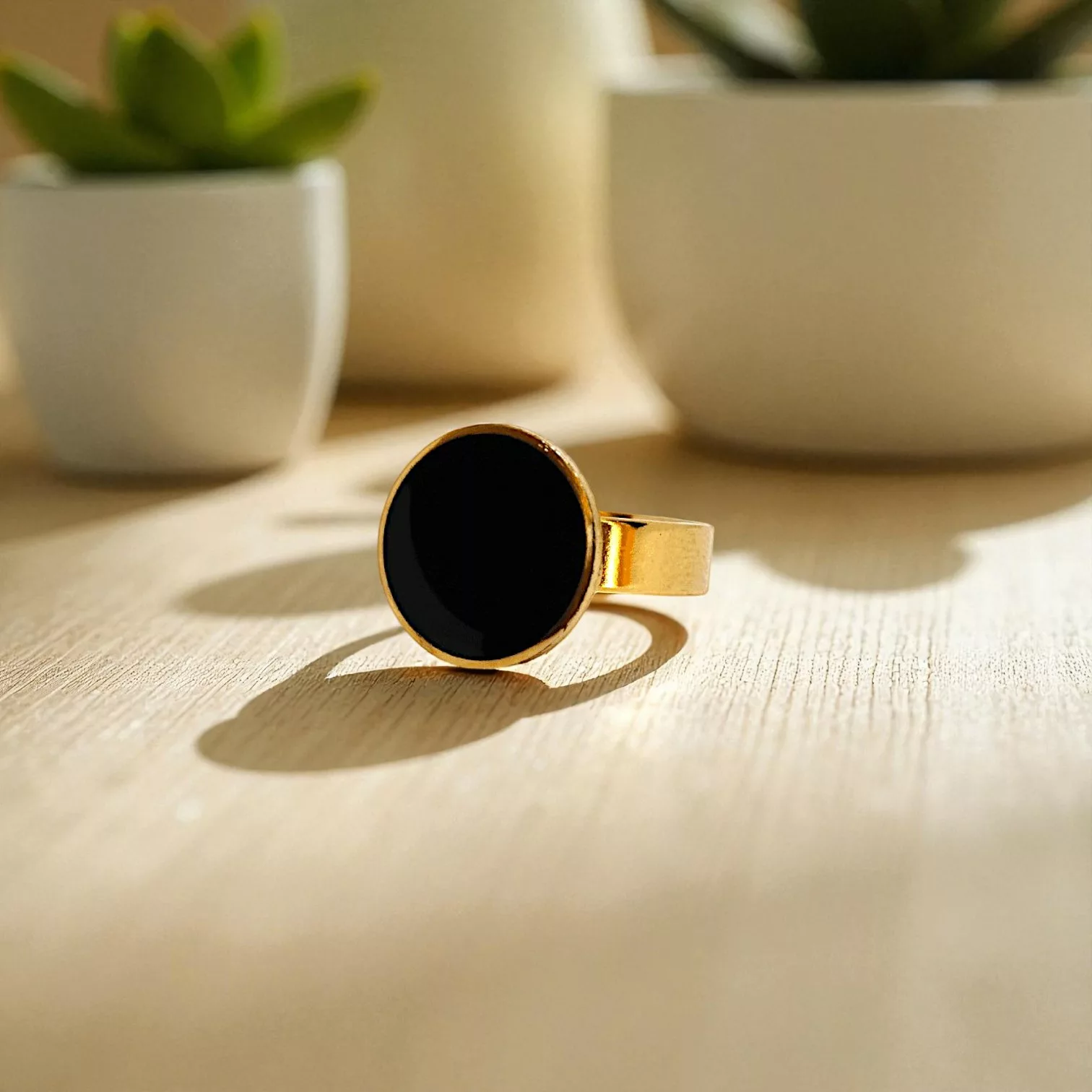 bague pastille noire