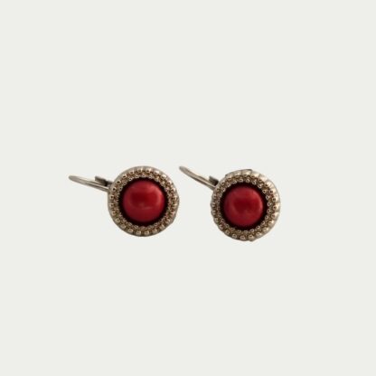 boucles d'oreilles rouges et argentées