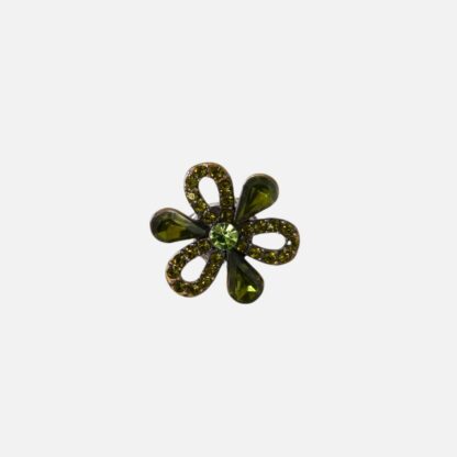 bague fleur strass verts