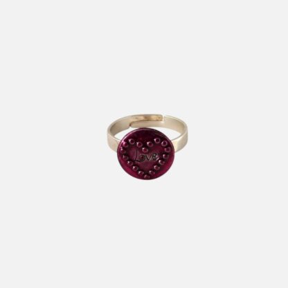 Bague cœur rose inscription Love