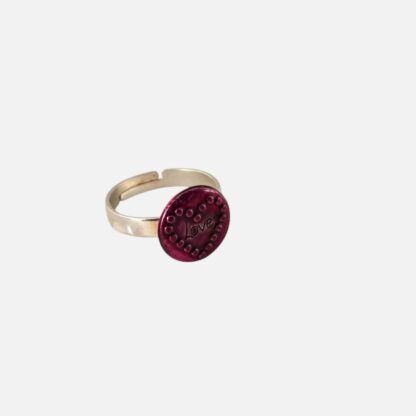 Bague cœur rose inscription Love
