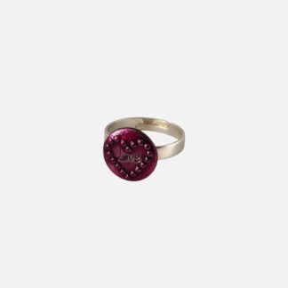 Bague cœur rose inscription Love