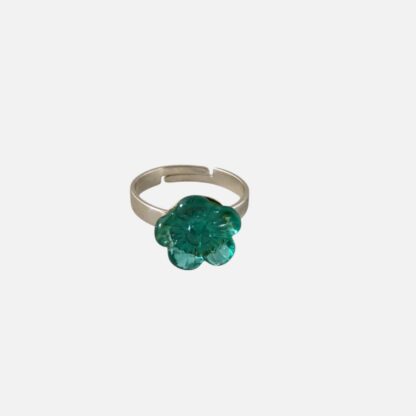bague fleur vert d'eau