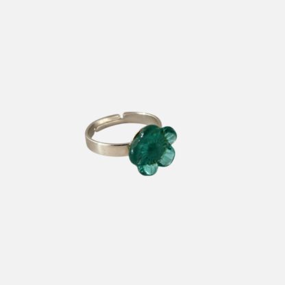 bague fleur vert d'eau