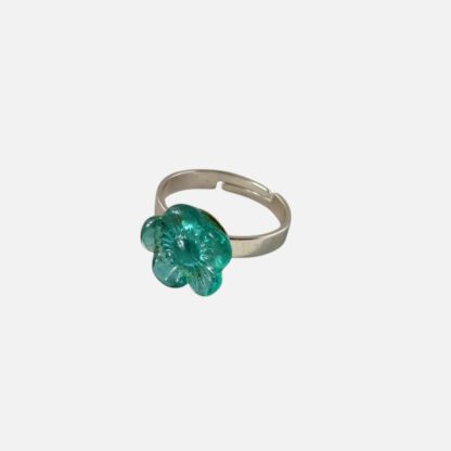 bague fleur vert d'eau