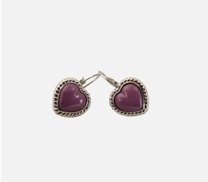 boucles d'oreille cœurs violets