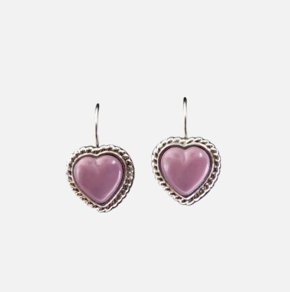 boucles d'oreille cœurs violets