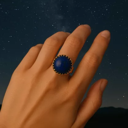 bague bleue avec paillettes