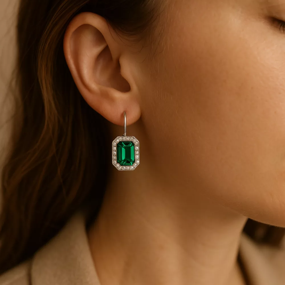 boucles d'oreilles vert émeraude