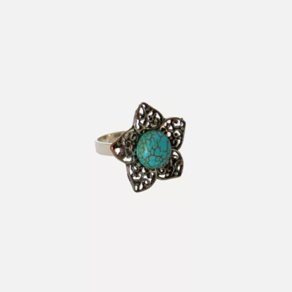 bague turquoise en forme de fleur