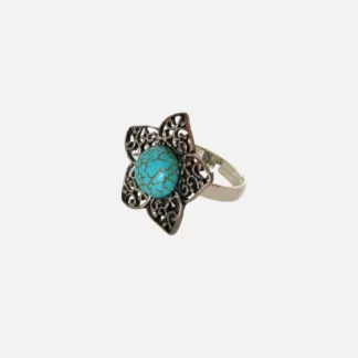 bague turquoise en forme de fleur