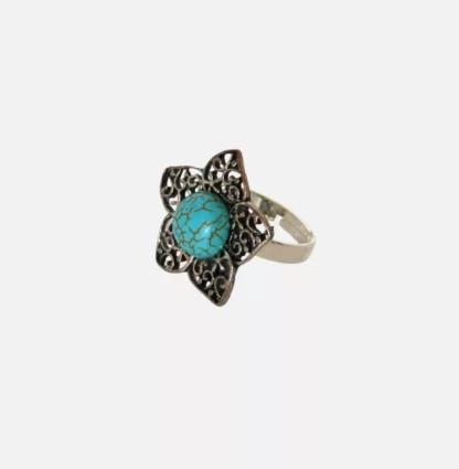 bague turquoise en forme de fleur