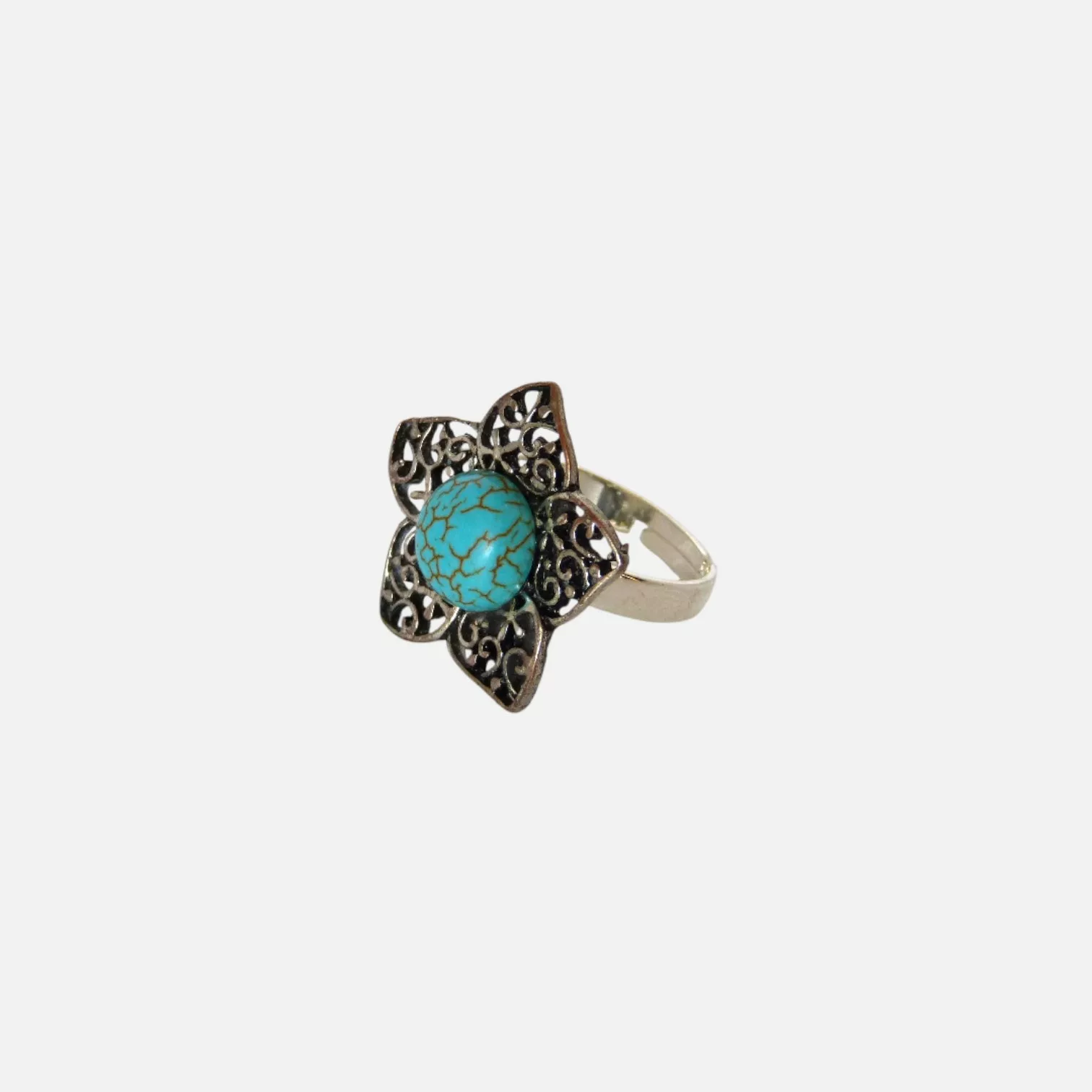 bague turquoise en forme de fleur