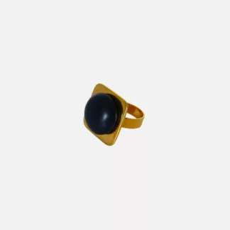 bague Riviera bleue marine et dorée