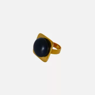bague Riviera bleue marine et dorée