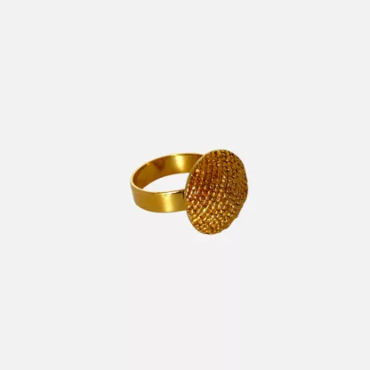 bague bouton dorée