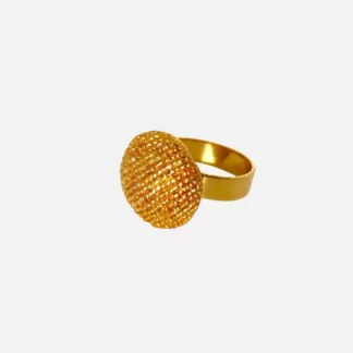 bague bouton dorée
