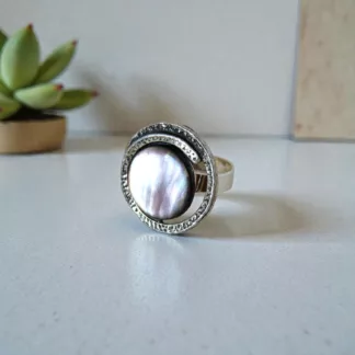 bague nacre et métal