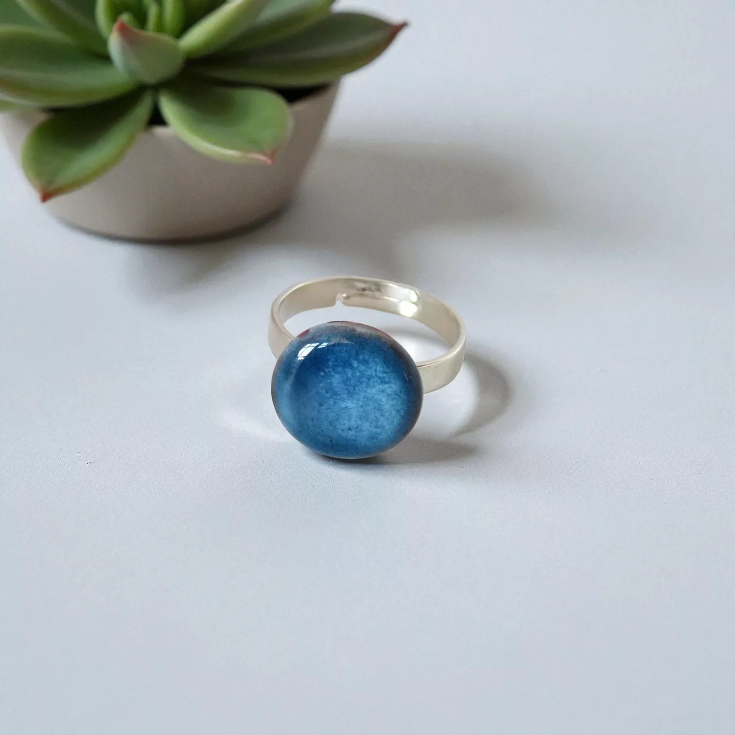 bague céramique bleue