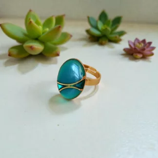 bague turquoise et dorée