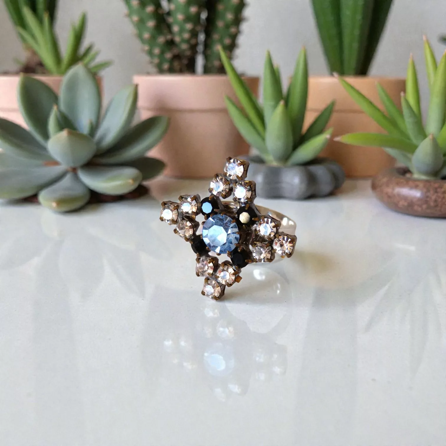 bague étoile avec strass