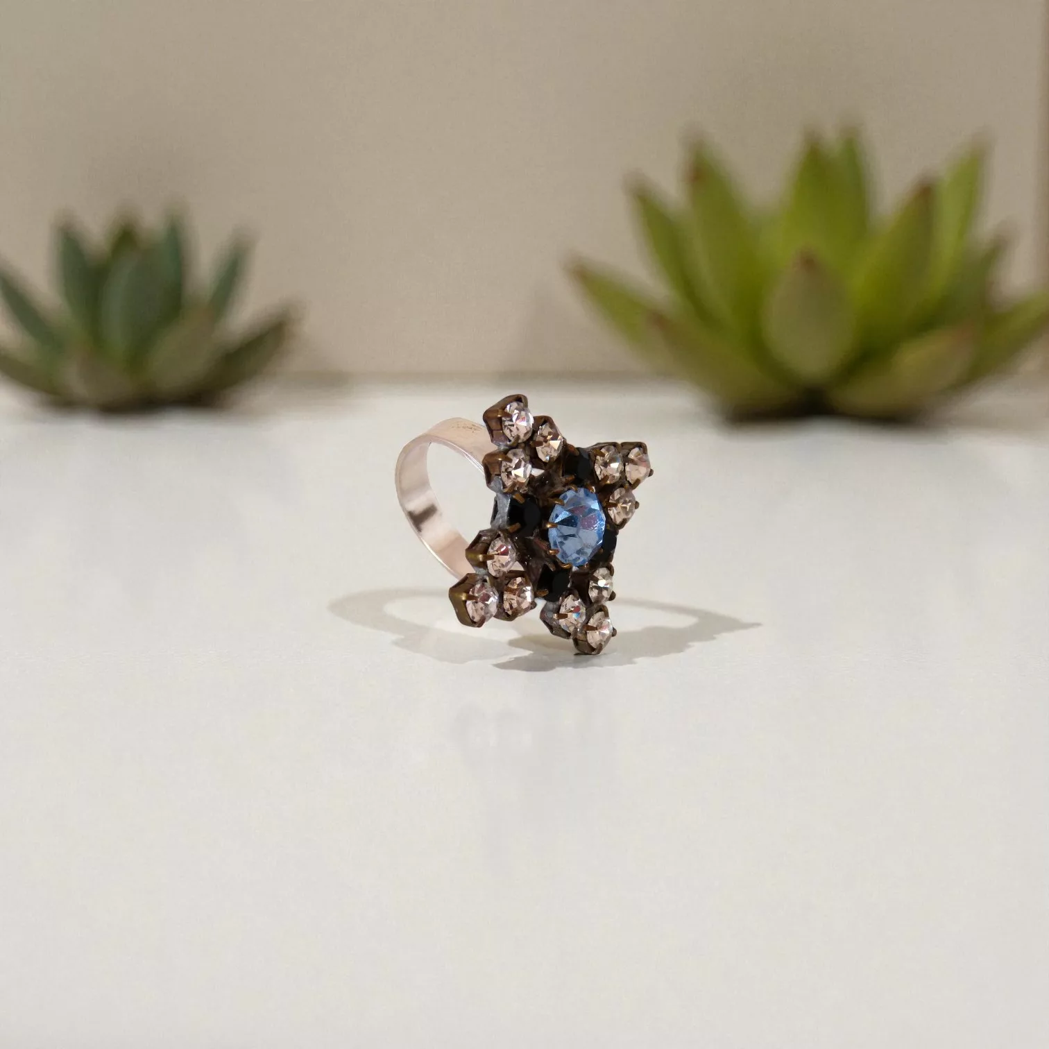 bague étoile avec strass